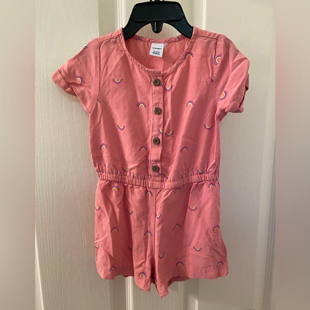Old Navy Romper Pink Rainbow Print Girls Size 12-18 Months